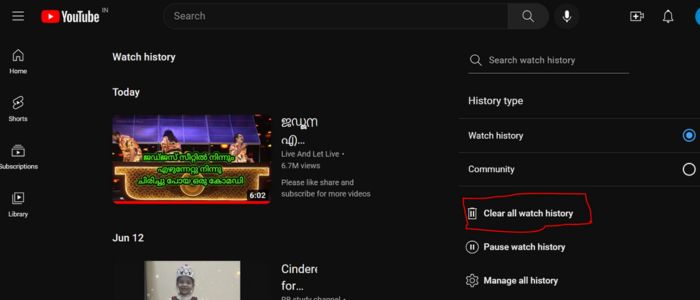 YouTube-Clear all watch history