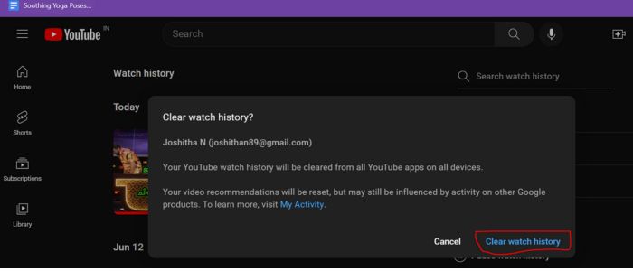 YouTube-Clear watch history