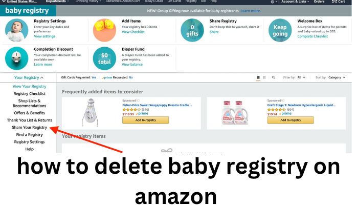 How to delete baby registery on amazon.